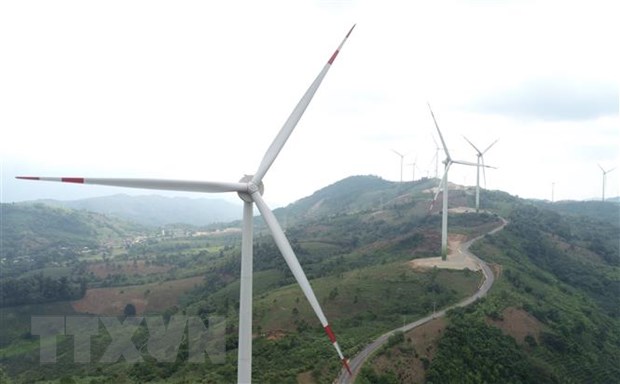 Dự án điện gió đã đi vào hoạt động ở huyện miền núi Hướng Hóa, tỉnh Quảng Trị. (Ảnh: Nguyên Lý/TTXVN)